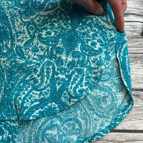Women's Lucy Love Lace Up Casanova Blouse Tunic Teal Paisley L NWT - Picture 7 of 15
